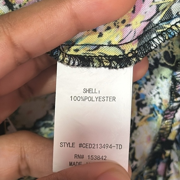 Code X Mode Multicolor Floral Print Button Front Dress Size Small w/ Pockets - Picture 9 of 10